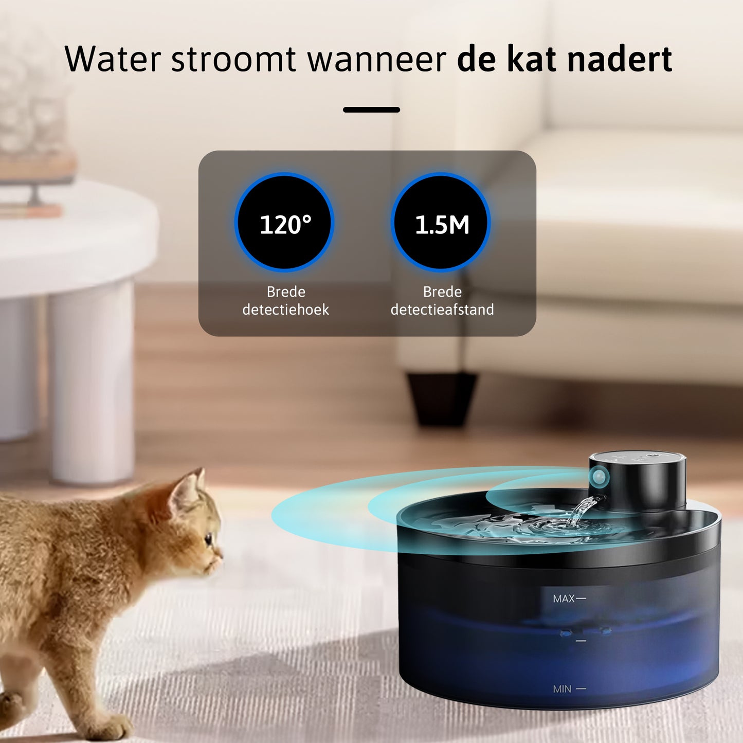 Petsy Draadloze Drinkfontein + 1 filters